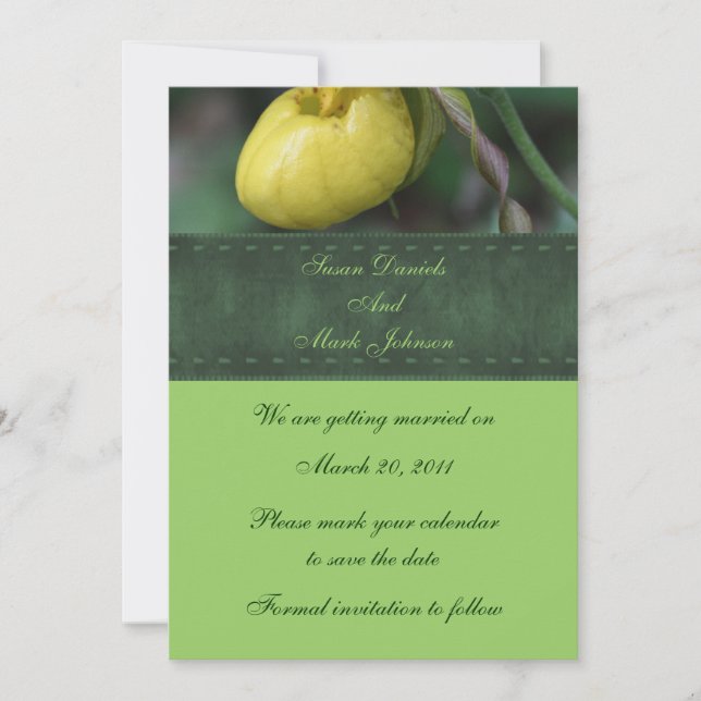 Invitación Guardar la fecha de la boda floral de zapatilla de (Anverso)