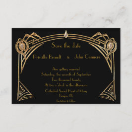 Invitación Guardar la fecha de la boda, gran-Gatsby, negro & 