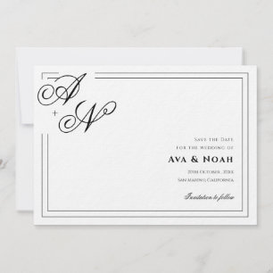 Invitación Guardar la fecha de la boda minimalista clásica co