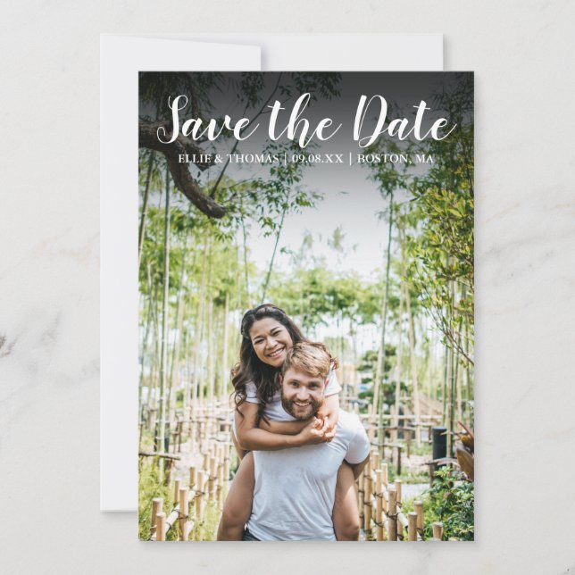 Invitación Guardar la fecha de la boda moderna simple secuenc (Anverso)