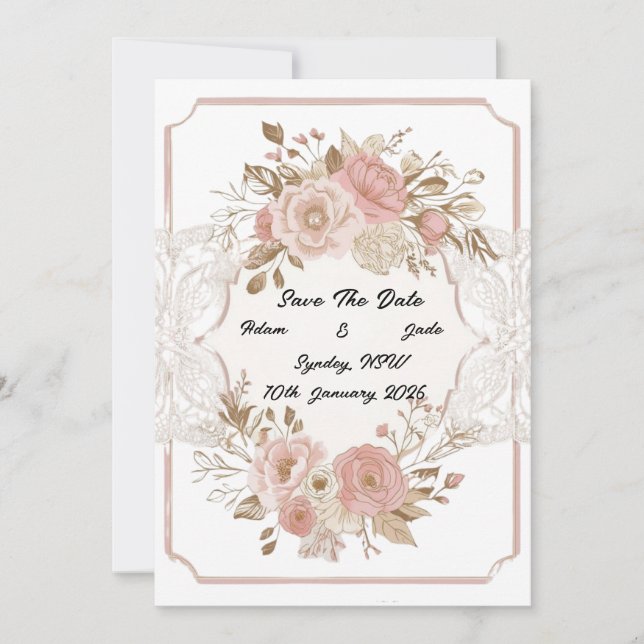 Invitación Guardar la fecha de la flor (Anverso)