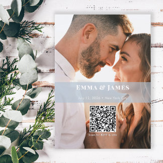 Invitación Guardar la fecha de la foto con Ampersand en azul