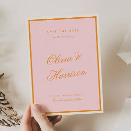 Invitación Guardar la fecha de rayas preparatorias naranja ro