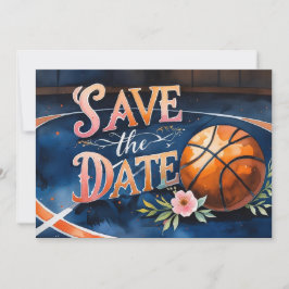 Invitación Guardar la fecha del baloncesto con baloncesto en 