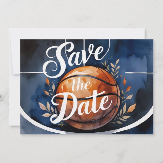 Invitación Guardar la fecha del baloncesto con baloncesto en  (Anverso)