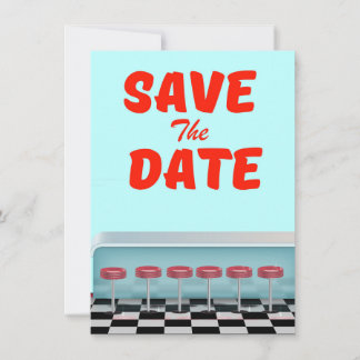 Invitación Guardar la fecha diner americano vintage