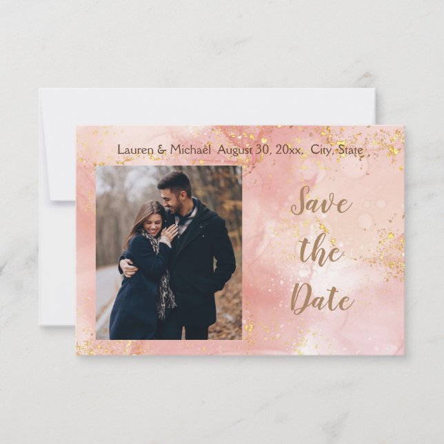 Invitación Guardar la fecha dorado brillo elegante moderno ro (Anverso)