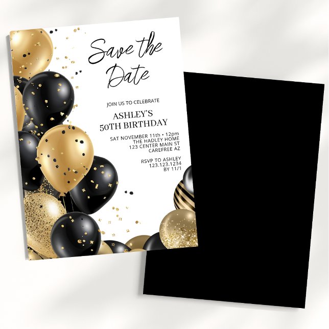 Invitación Guardar la Fecha Elegante Cumpleaños 50 (Subido por el creador)