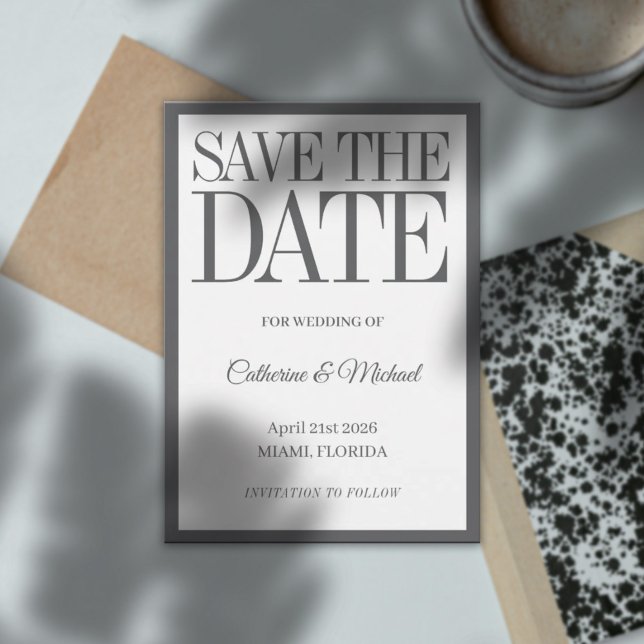 Invitación Guardar la fecha elegante enmarcado (Subido por el creador)