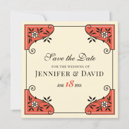 Invitación Guardar la fecha Elegante marco floral CC1250 Vint