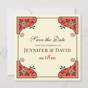 Invitación Guardar la fecha Elegante marco floral CC1250 Vint