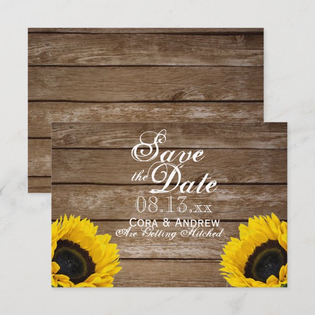 Invitación Guardar la fecha - Elegantes luces de flor de sol  (Anverso / Reverso)