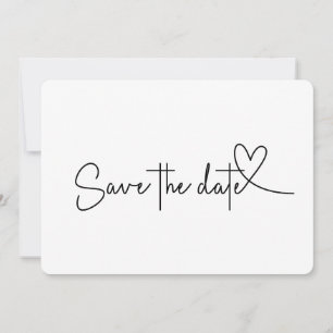 Invitación Guardar la fecha en negro y blanco con esquinas re