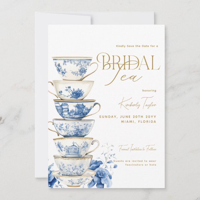 Invitación Guardar la fecha Fiesta de té de boda Despedida de (Anverso)