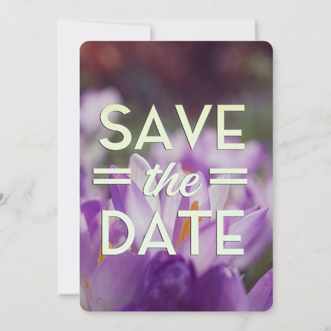 Invitación Guardar la fecha flor púrpura (Reverso)