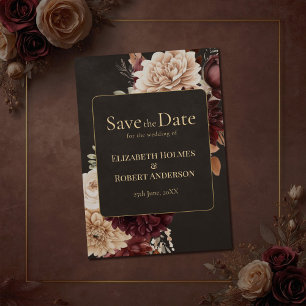 Invitación Guardar la fecha floral de bruja vintage