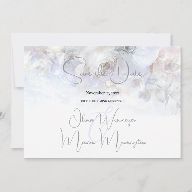 Invitación Guardar la Fecha | Floral Peonías Pastel (Anverso)