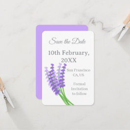 Invitación Guardar la fecha floral púrpura lavanda