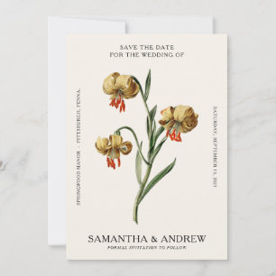 Invitación Guardar la fecha floral vintage