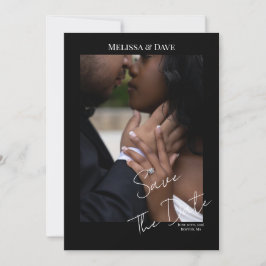 Invitación Guardar la fecha - fondo negro elegante con foto