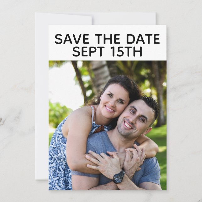 INVITACIÓN GUARDAR LA FECHA FOTO BODA PERSONALIZADA  (Anverso)