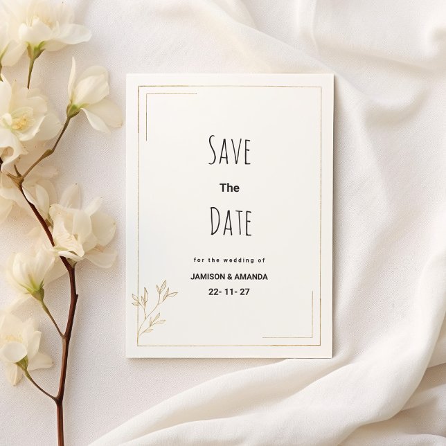 Invitación Guardar la fecha geométrico floral de oro blanco d (Luxury white gold geometric floral Save The Date )