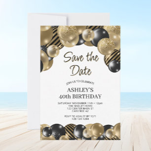 Invitación Guardar la Fecha Globos Modernos Cumpleaños 40