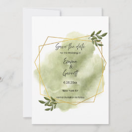 Invitación Guardar la fecha hoja verde moderna