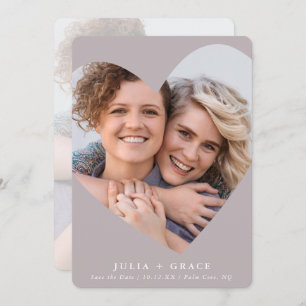 Invitación GUARDAR LA FECHA lgbtq moderno foto hongo corazón