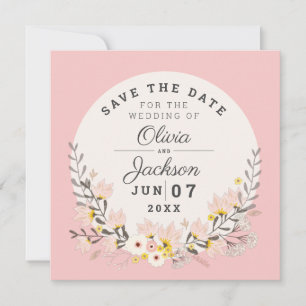 Invitación Guardar la fecha magnético chic floral rosa pálido