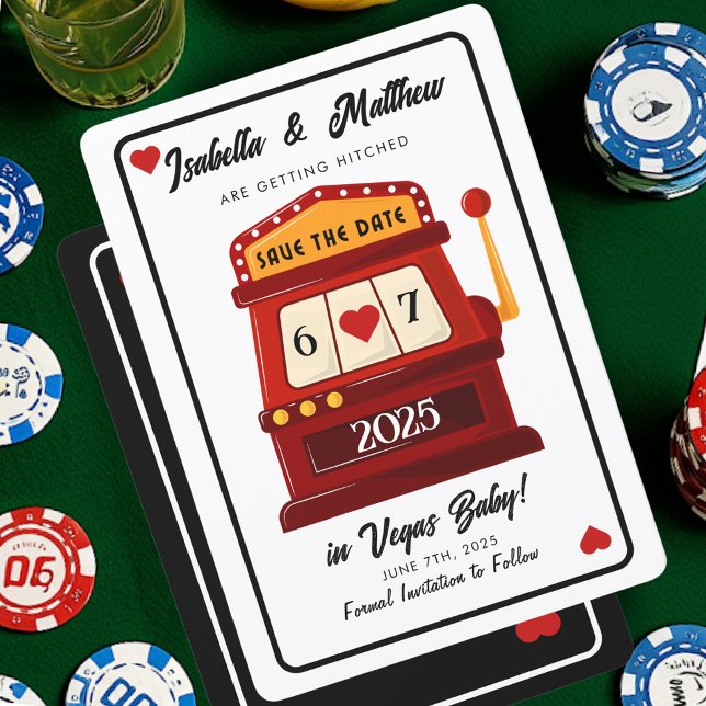 Invitación Guardar la Fecha Máquina Tragaperras Casino de Las (Save the Date Slot Machine Las Vegas Casino Invitation)