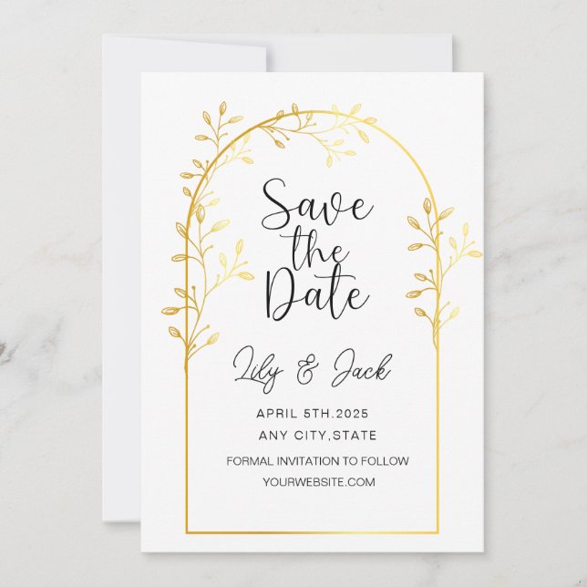 Invitación Guardar la fecha minimalista moderno,Minimal Simpl (Anverso)