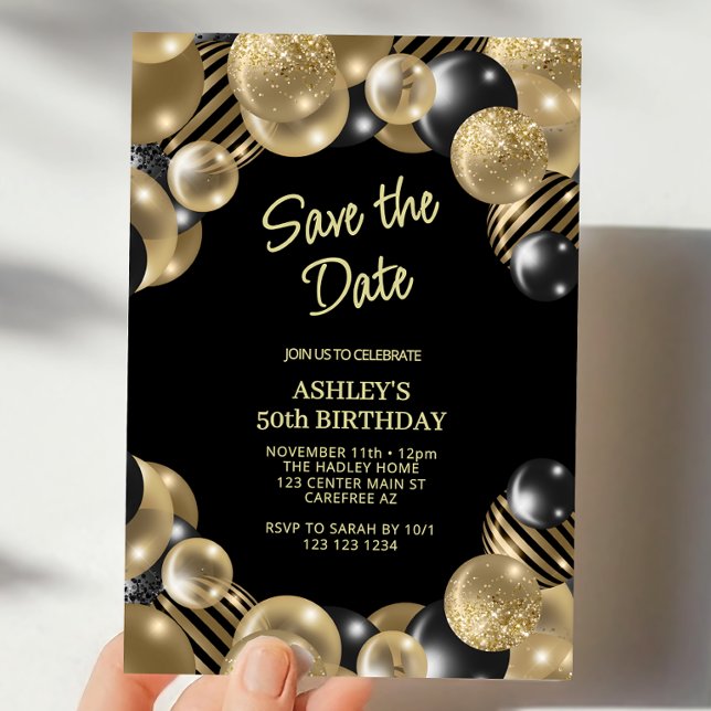 Invitación Guardar la Fecha Moderno Cumpleaños 50 (Subido por el creador)