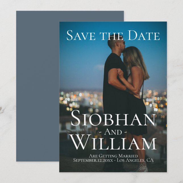 Invitación Guardar la Fecha Moderno Foto Personalizada (Anverso / Reverso)