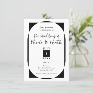 Invitación Guardar la fecha moderno minimalista negro y blanc