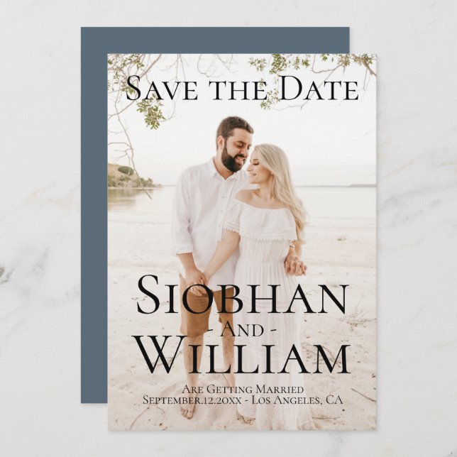 Invitación Guardar la fecha moderno personalizado con foto (Anverso / Reverso)