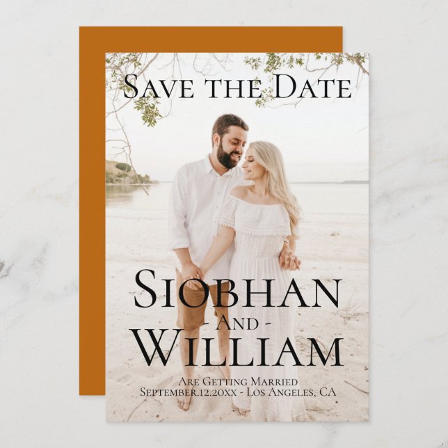 Invitación Guardar la fecha moderno personalizado foto (Anverso / Reverso)