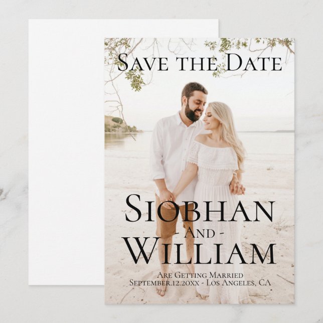 Invitación Guardar la fecha moderno personalizado foto (Anverso / Reverso)