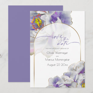 Invitación Guardar la fecha morado de la floral exótica