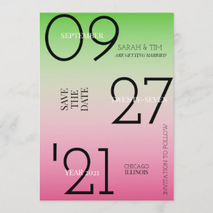 Invitación Guardar la fecha - Ombre rosa y verde