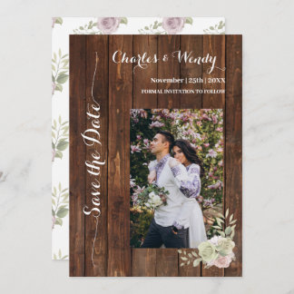 Invitación Guardar la fecha País Rosas púrpura