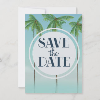Invitación Guardar la fecha Palmas Tropicales Vintage