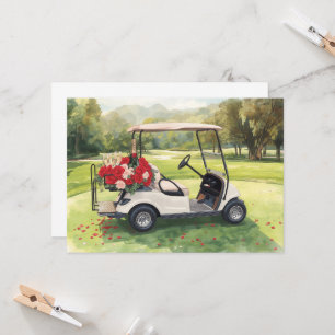 Invitación Guardar la fecha para la fiesta de boda de golf 