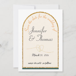 Invitación Guardar la fecha para nuestro boda/borde dorado