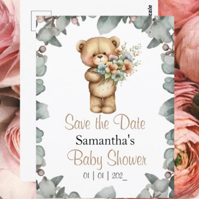 Invitación Guardar la fecha para un Baby Shower beary-cute ( It's a Boy! Save the Date for a Special Baby Shower!)