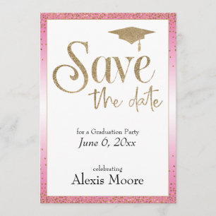 Invitación Guardar la fecha para una fiesta de graduación dor