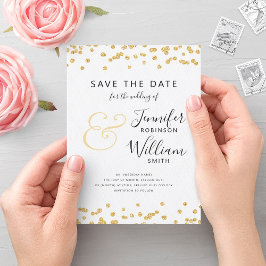 Invitación GUARDAR LA FECHA Purpurina DE Oro Boda de guión de