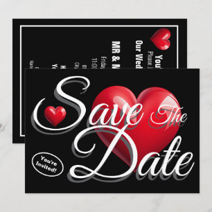 Invitación Guardar la fecha recién casados corazón rojo boda