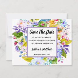 Invitación Guardar la fecha romántico floral púrpura