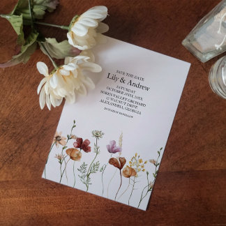 Invitación Guardar la fecha rústico boho con flores silvestre